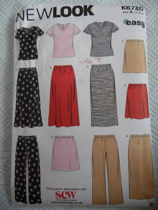 (2021) New Look K6730 Sewing Pattern Ladies Top Skirt Trousers Uncut size S-XL.