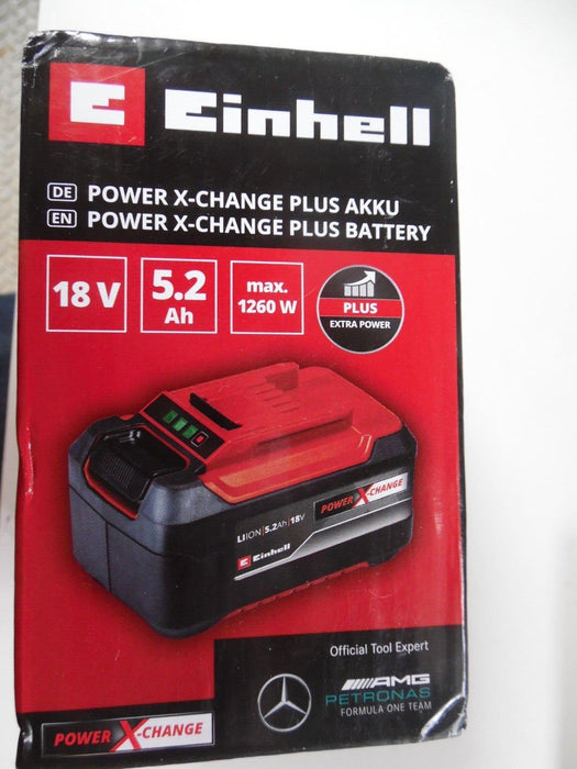 Einhell 5.2Ah PLUS 18V Battery Power X-Change Rechargeable Dust Resistant LED