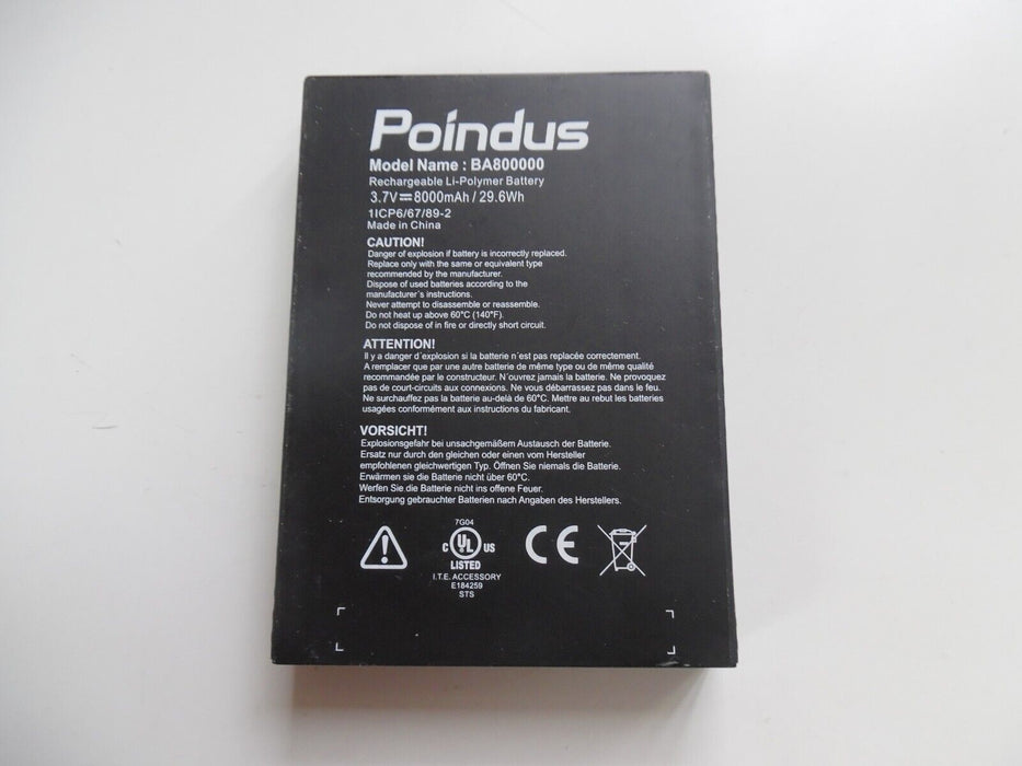 Poindus DIP LI Rechargeable Battery 3.7V 8000mAh 1S2P 6PIN (BA800000), for W1, W