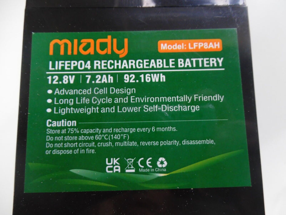 miady lifep04 12.8v 7.2Ah block battery