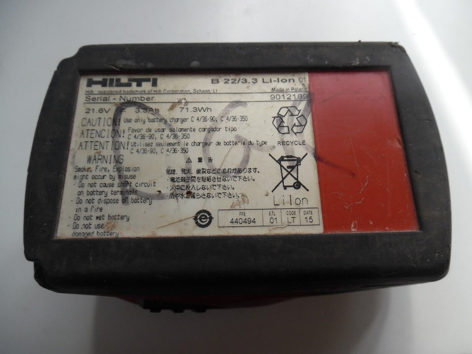 GENUINE HILTI B 22/3.3 21.6V 3.3Ah 71.3Wh Li-Ion BATTERY FOR CORDLESS DRILL