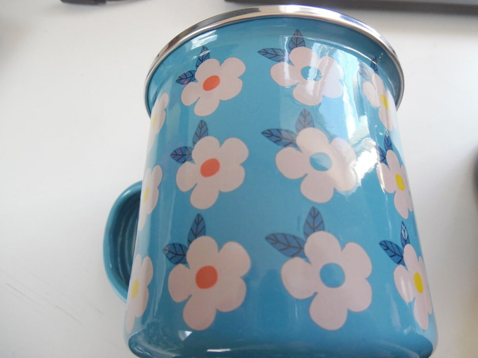 happy enamel mug travel mug light blue