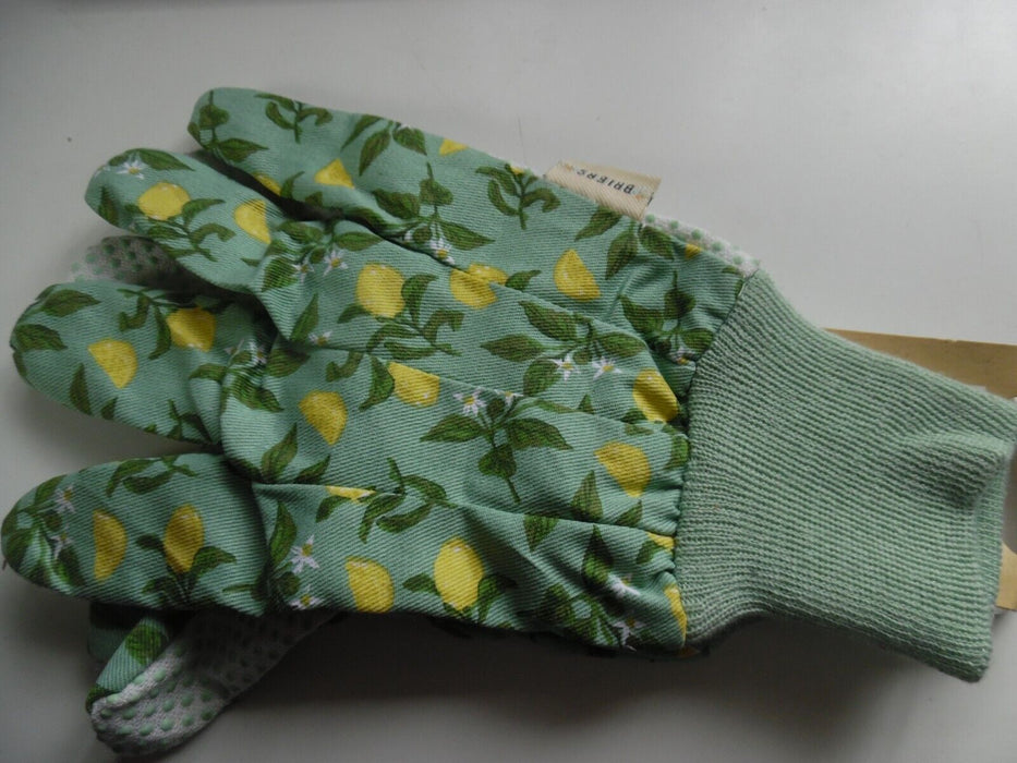 Briers Sicilian Lemon Cotton Gloves with Grips, Ladies Gardening Gloves Medium