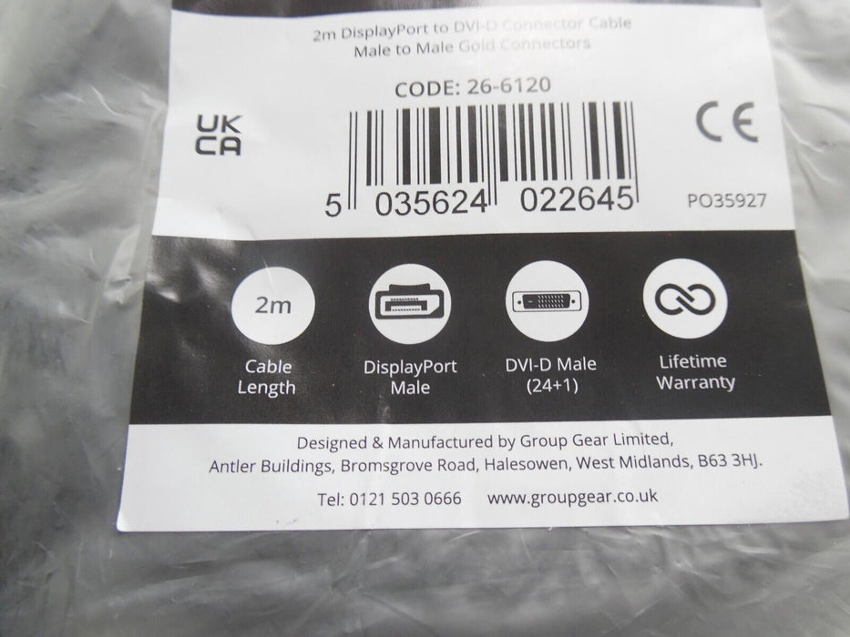 Connekt Gear DisplayPort to DVI Display Cable 2m 26-6120