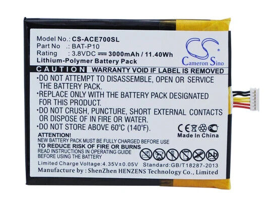 Li-Polymer Battery for Acer E39 Liquid E700 Liquid E700 Triple 3.8V 3000mAh