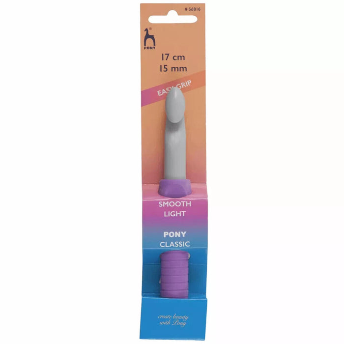 PONY Crochet Hook: Plastic: Easy Grip Handle with Finger Flat: 15mm