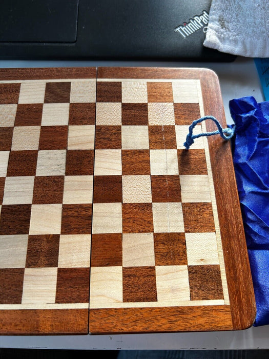 Compact Magnetic Travel Chess Set 7” Solid Wood Board and Pieces