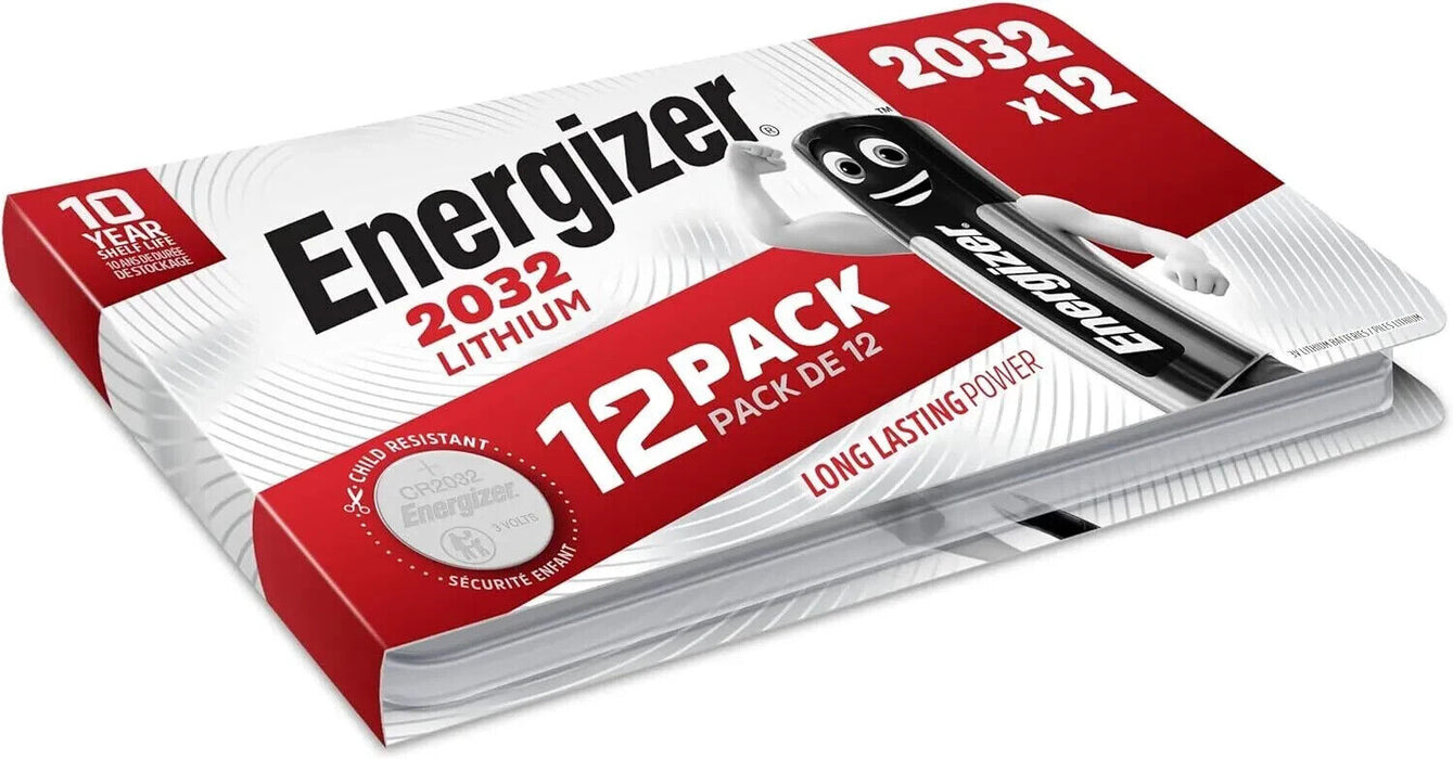 12 X Energizer CR2032 Battery 2032 BR2032 Lithium 3V Coin Cell Button Batteries