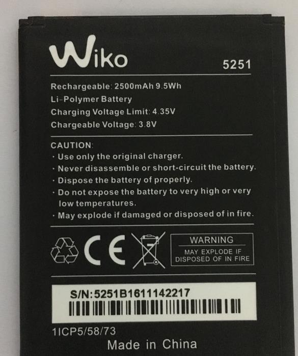 2600mAh 5251 battery for WIKO Pulp 4G 5251 Mobile phone battery