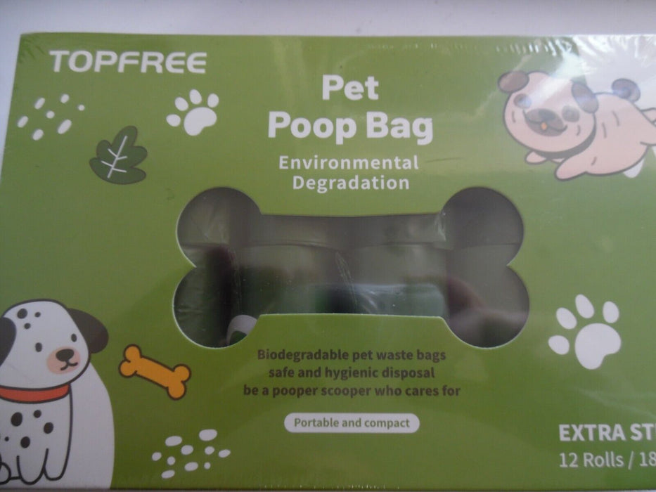 topfree pet poop bags 12 rolls / 180 bags