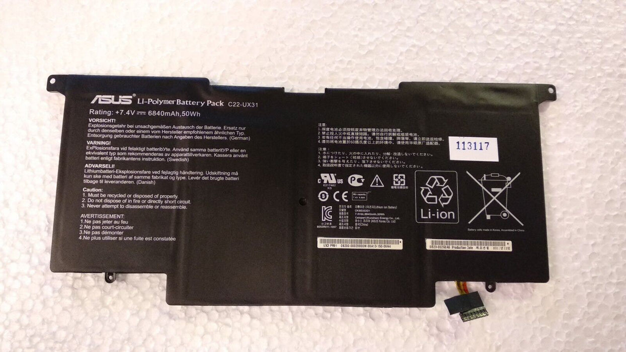 Original used BATTERY 6800mAh Asus ZenBook UX31, UX31A, UX31E (C22-UX31)