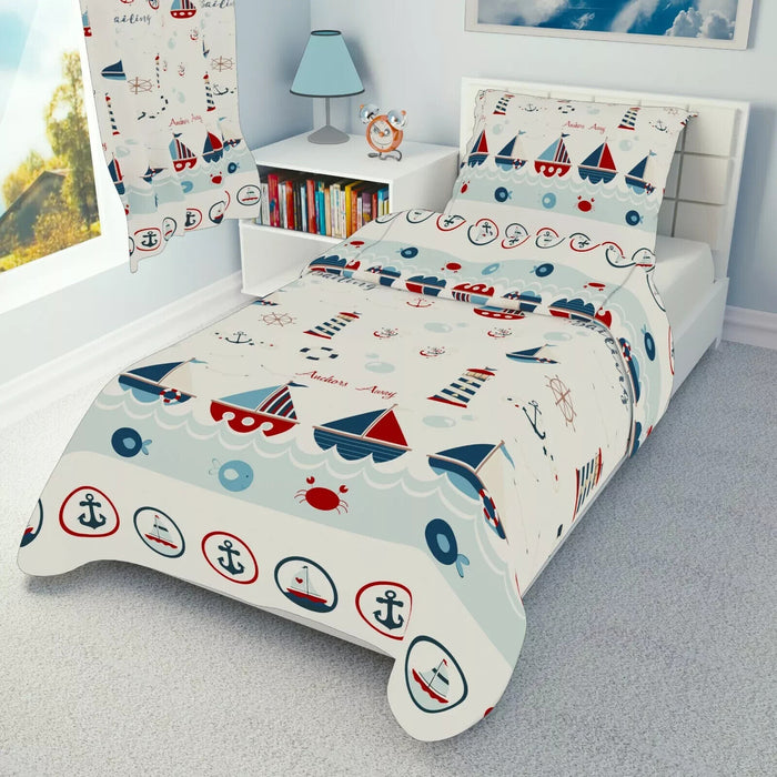 100 x 135cm SEA BOATS Baby Bedding Set Duvet Covers for Cot 100% COTTON