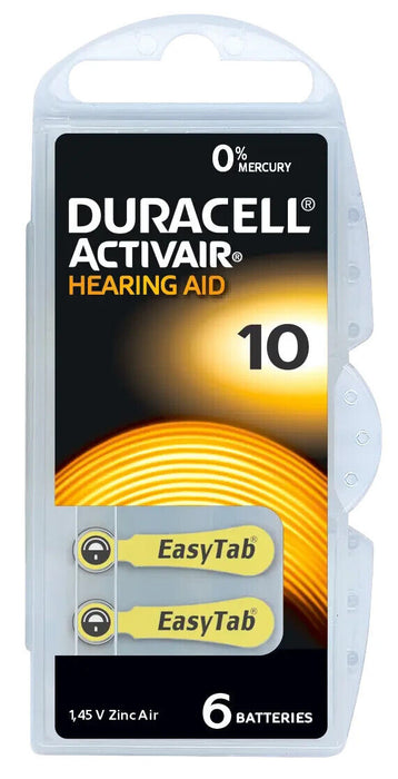 6 Duracell 10 Hearing Aid Batteries Orange Tab Activair 1.45v PR70 Easytab UK