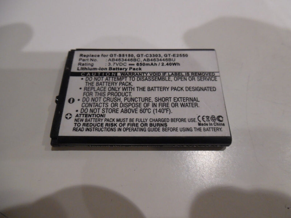 Battery for Samsung GT-C3300. GT- S5150, 3.7V, 650mAh, Li-ion