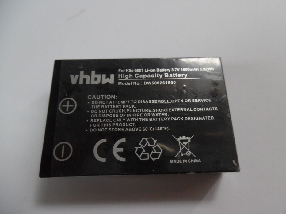 KLIC-5001 Battery VHBW for Kodak Cam 1600mAh