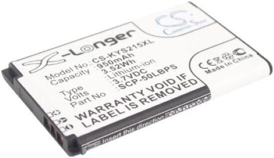 CS-KYS215XL Battery 950mAh compatible with [Kyocera] C2150, Coast S2151, Kona S2