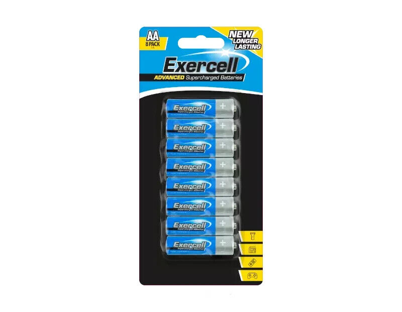 1.5V EXERCELL ADVANCED AA 8 PACK SUPERCHARGED Batteries Long Lasting Battery UK