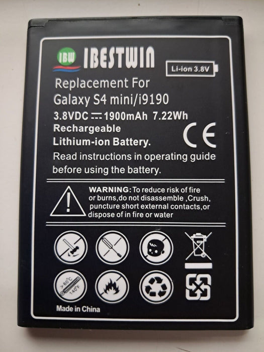 Replacement Battery For Samsung Galaxy S4 Mini 1900mAh
