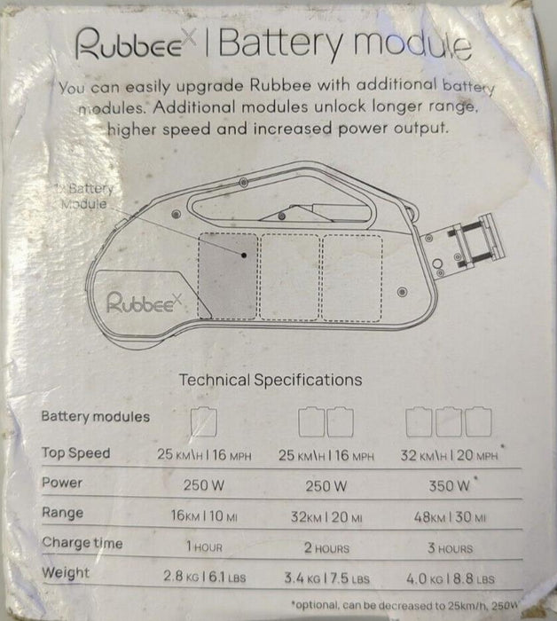 RUBBEE X Battery Module - 1 Battery - 37V Li-Ion 2,500mAh