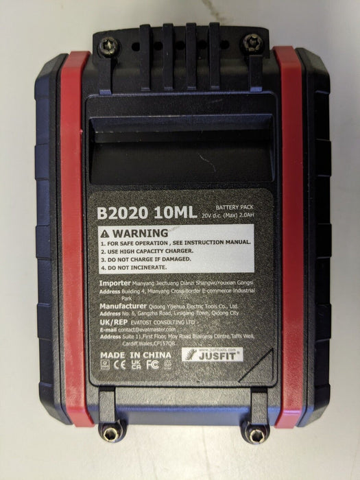 Jusfit 20V 2000mAh Li-ion Battery B2020 10ML
