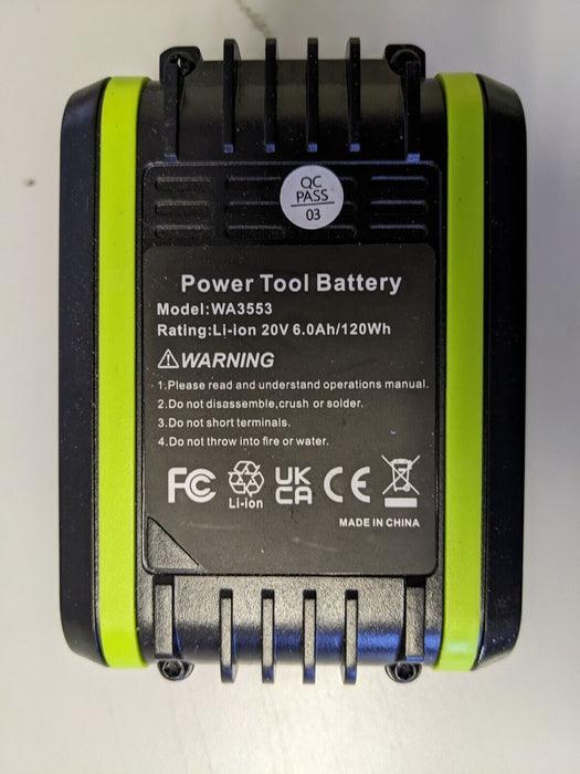 20V 6.0Ah Li-ion Battery Replacement for Worx