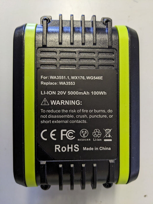 Replacement 20V Max 5.0Ah Li-ion Battery for Worx