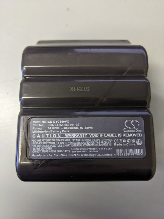 Cameron Sino CS-DYC360VX 14.8V 6.6Ah Replacement Battery for Dyson
