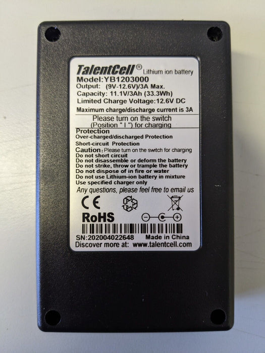 Twin Pack Talentcell Rechargeable 12V/3000Mah Lithium Ion Battery Pack