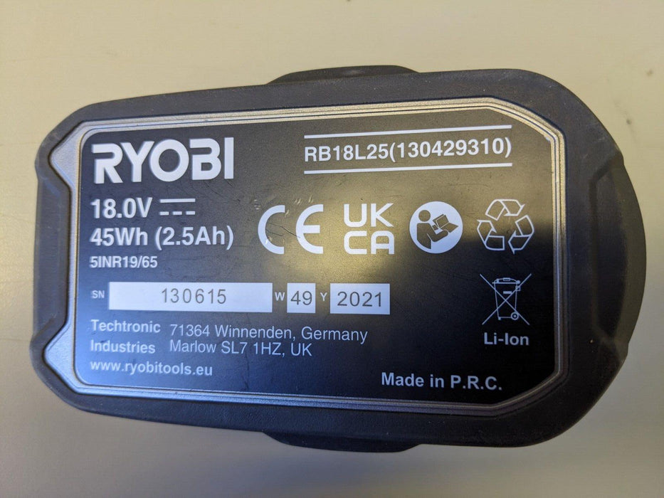 RYOBI ONE+ 18V 2.5Ah Lithium-Ion Battery RB18L25