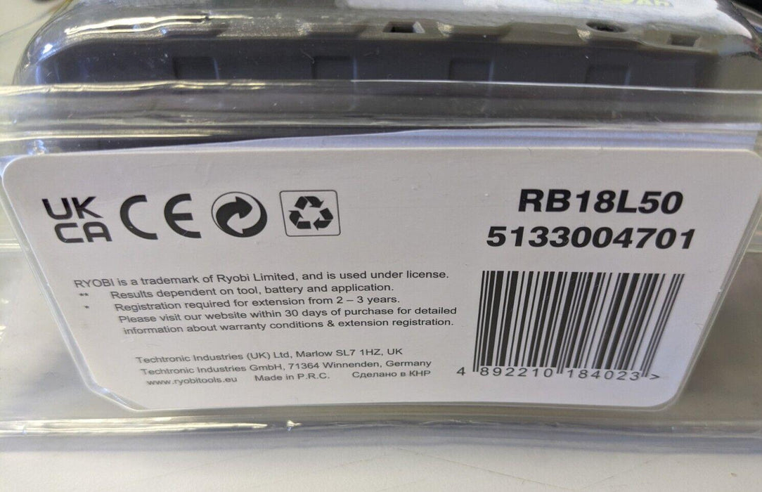 RYOBI ONE+ 18V 5.0Ah Lithium-Ion Battery RB18L50