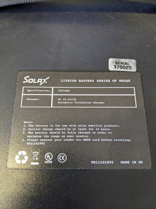 Mobility Scooter Solax Lithium Battery For Folding Electric Mobie Smarti Genie