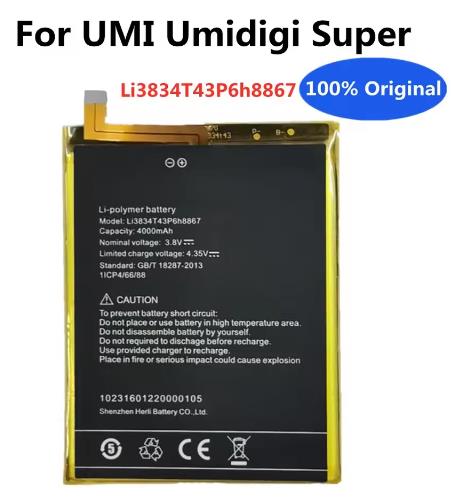 Li3834T43P6H8867 4000mAh Original Mobile Phone Battery For UMI UMIDIGI Super