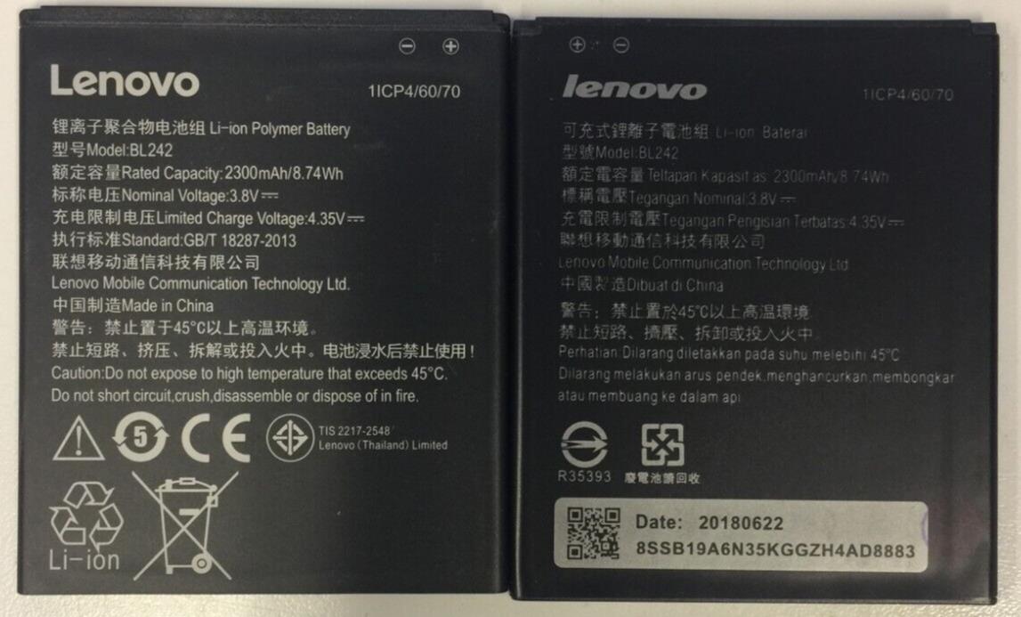 Genuine LENOVO BL242 Battery For Lenovo K3 K30-T K30-W K30E A6000 3.8V 2300mAh