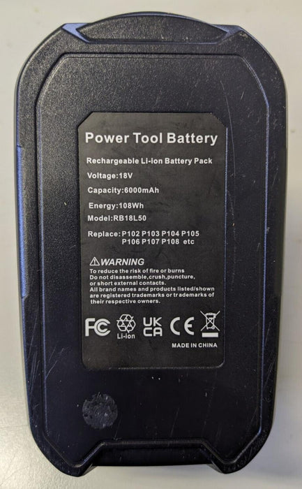 Replacement RB18L50 Battery 6000mAh 18V for Ryobi