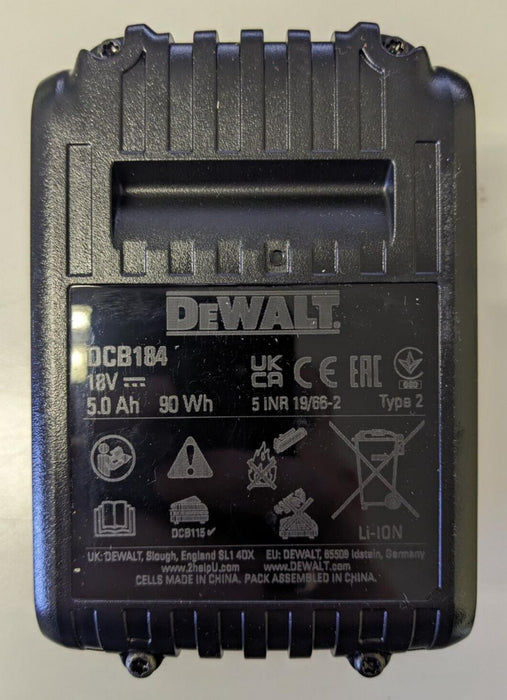 DeWalt DCB184 18v 5.0Ah Li-Ion Battery XR Range Lithium LED Charge Indicator
