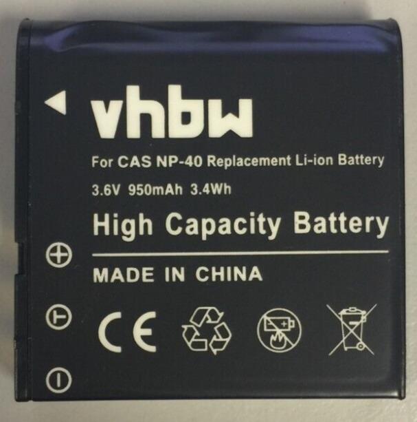Replacement Battery for Casio NP-40, NP-40DCA, NP-40DBA, Exilim Zoom 950mAh