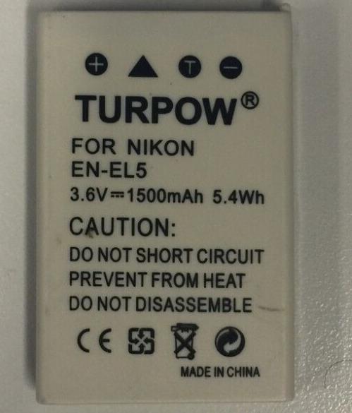 Turpow EN-EL5 Rechargeable Li-ion Battery for Nikon 1500mAh