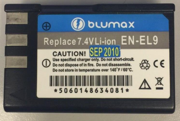 Blumax Battery for Nikon EN-EL9 1000mAh USED