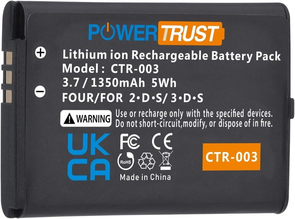 PowerTrust 1350mAh CTR-003 CTR-001 Battery for Nintendo 3DS, 2DS