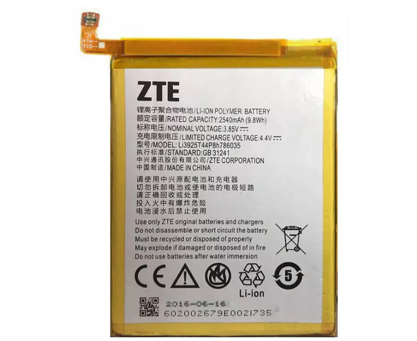 ZTE Battery For ZTE Blade V8 V0800 Li3925T44P8h786035 4.40v 2540mAh 9.8Wh USED