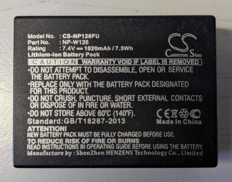 Replacement NP-W126 Battery 1020mAh for Fuji NEW