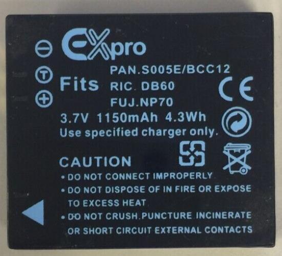 Battery for Panasonic CGA-S005 DMW-BCC12 CGA-S005E/1B CGA-S005E 1150mAh
