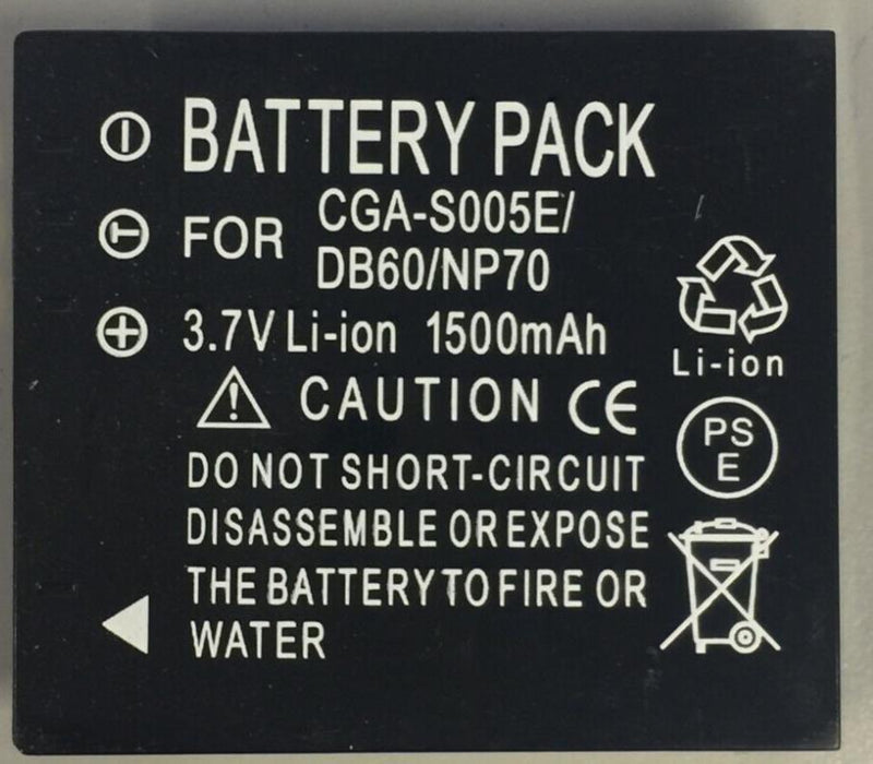 Battery for Panasonic CGA-S005 DMW-BCC12 CGA-S005E/1B CGA-S005E 1500mAh