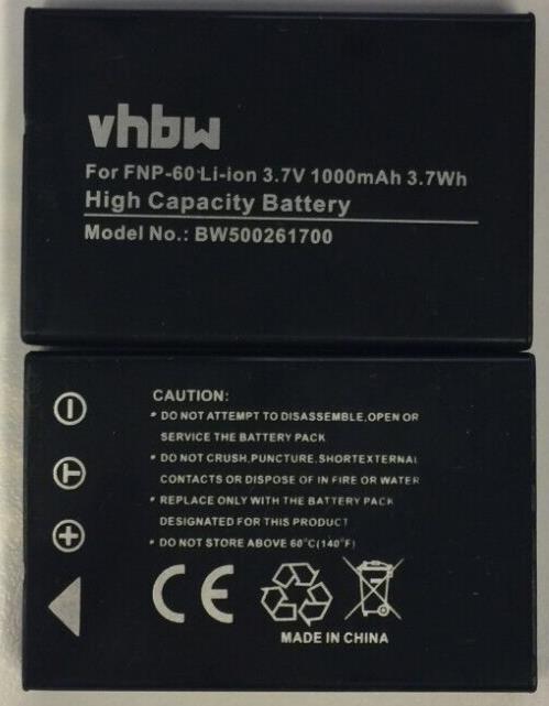 Battery Replacement for Fujifilm NP-60 Battery 1000mAh