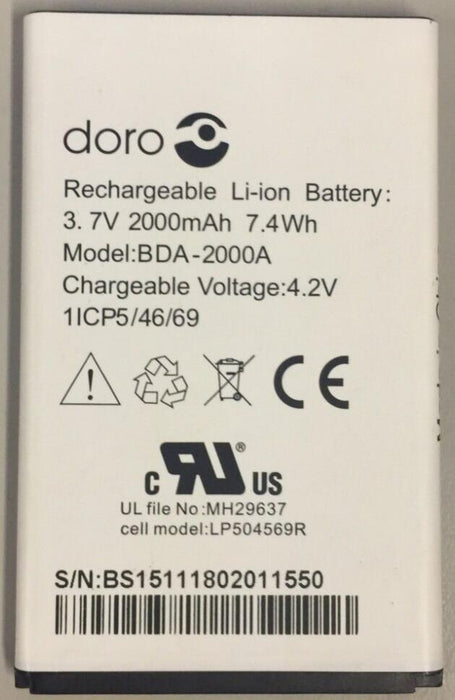 GENUINE DORO DBT-2500A BATTERY FOR DORO 8035 2000MAH