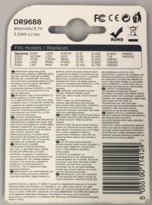 Duracell Rechargeable DR9688 Battery for Samsing SLB-10A Digital Camera