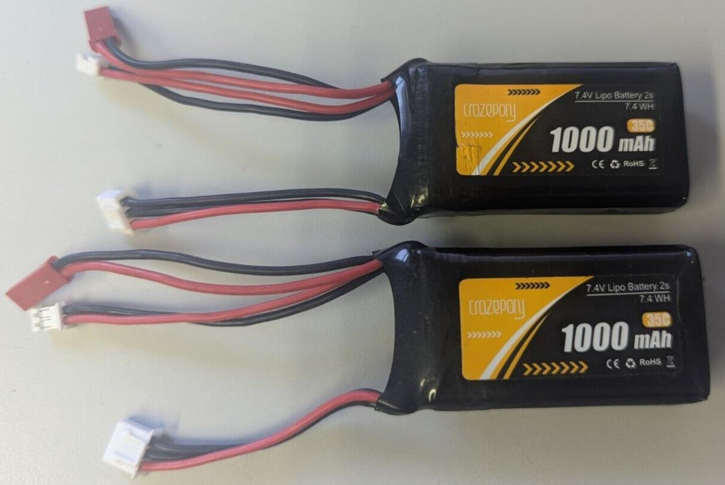 Crazepony 7.4V 1000mAh Lipo Battery 2S 35C x2