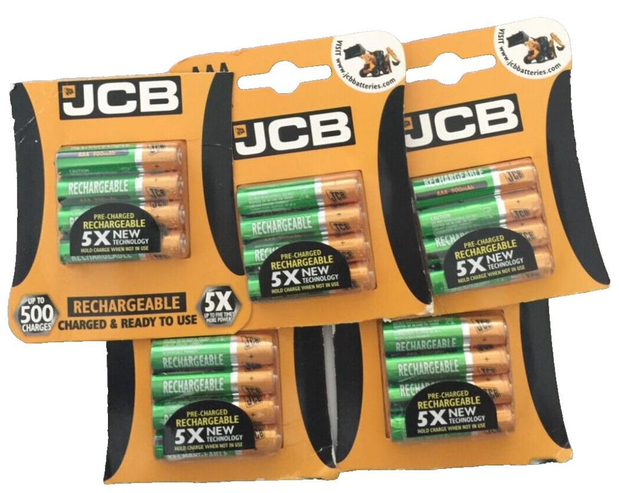 16x JCB AAA RECHARGEABLE BATTERIES 900mAh NiMH Charged Long Life