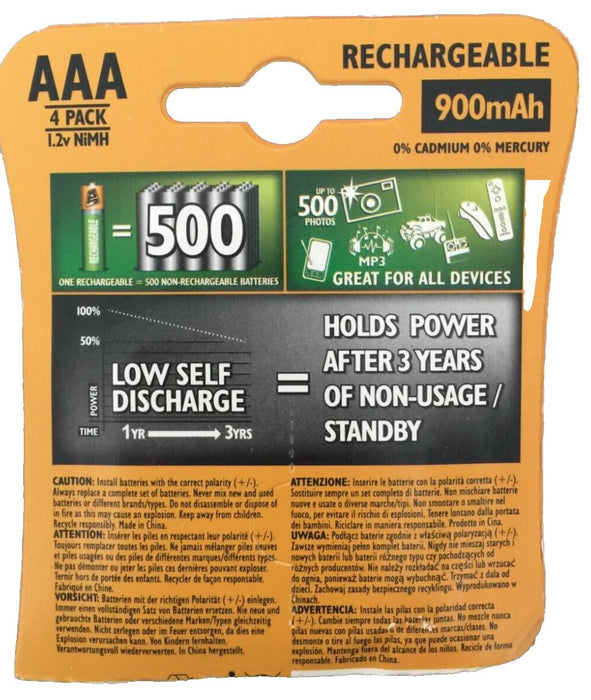 16x JCB AAA RECHARGEABLE BATTERIES 900mAh NiMH Charged Long Life