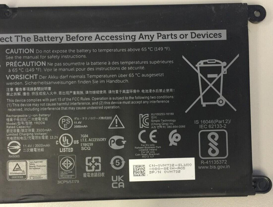 YRDD6 Dell Battery Inspiron 15 3000 3493 3582 3583 3593 3793 3501 VM732